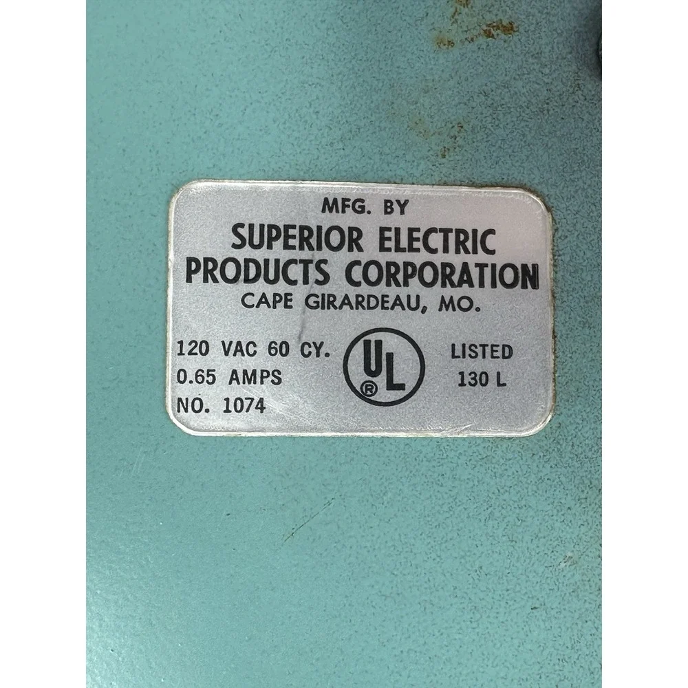Vintage Superior Electric Model No 1000 Teal Table Fan Base No 1047white Blades